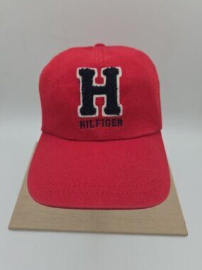 Tommy Hilfiger Red Strapback Hat H Logo Adjustable Cap